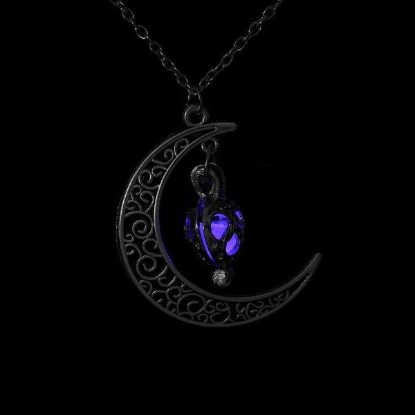 Crescent Sailor Half Moon Glow In The Dark Pendant Necklace.
