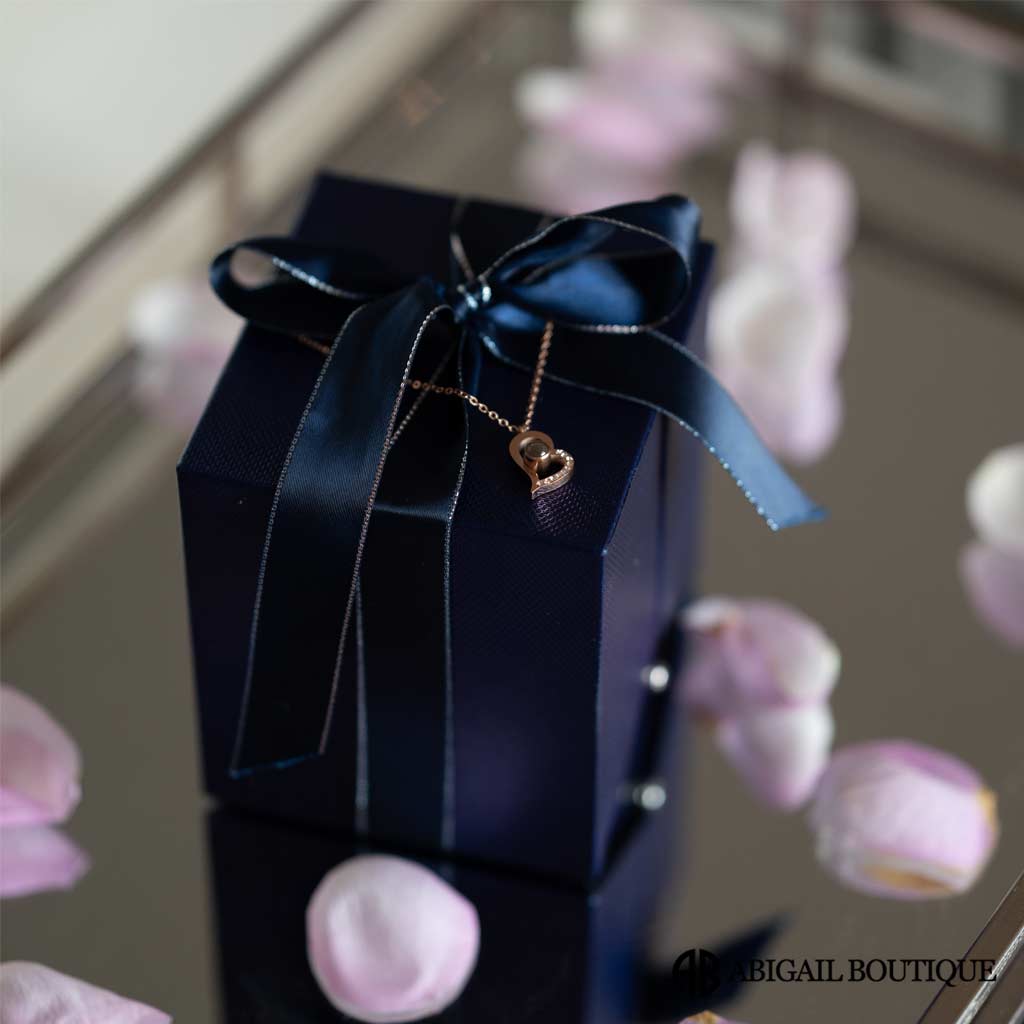 Forever Blossom Preserved Rose Jewelry Box With Projection Necklace