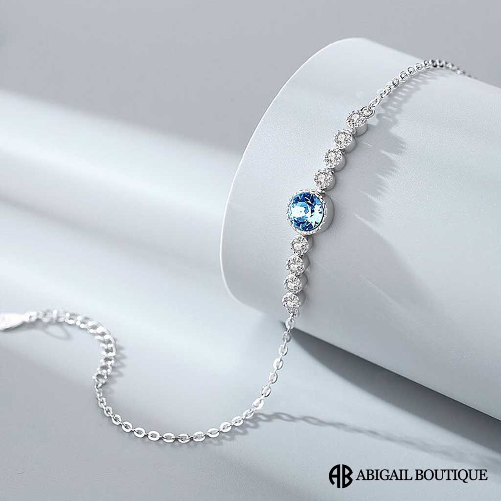 High Grade AAA Zircon Crystal In Sterling Silver Necklace With Forever Blossom Preserved Rose Jewelry Box
