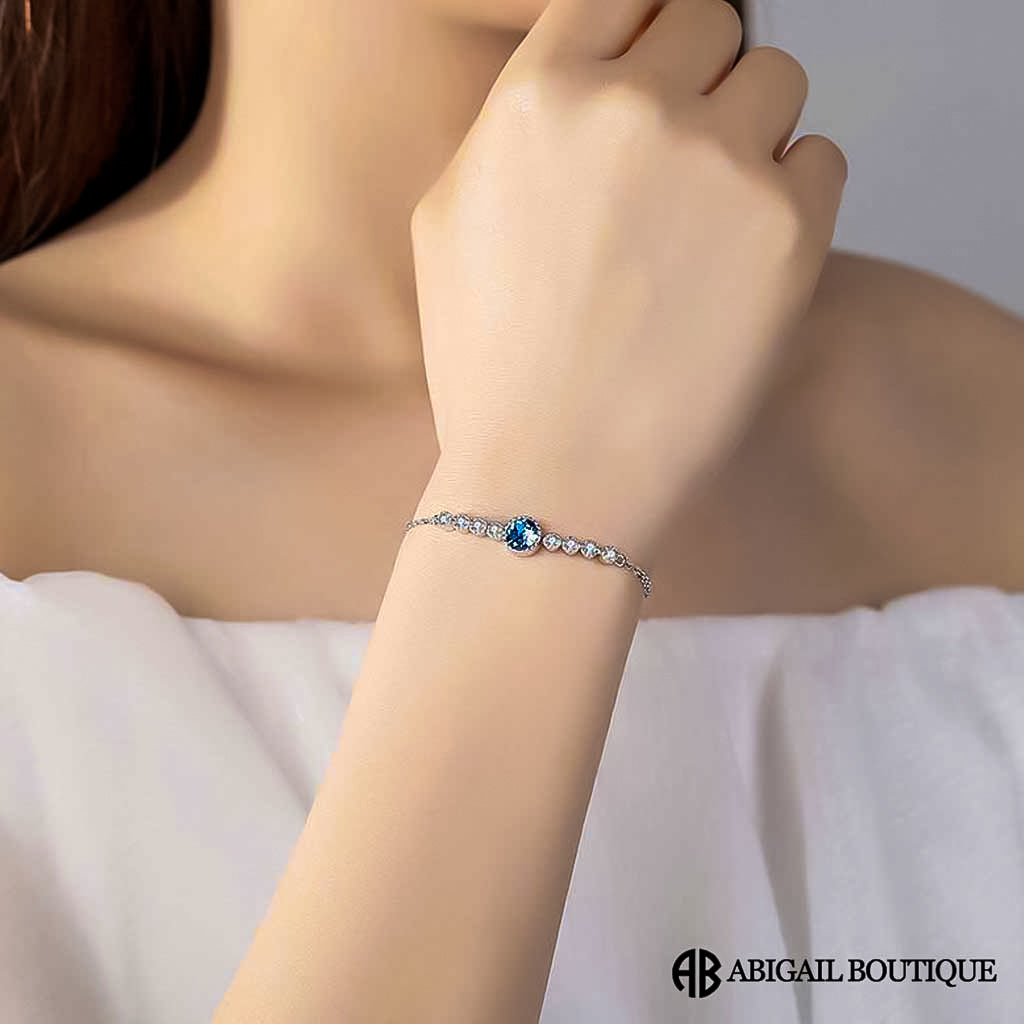 High Grade AAA Zircon Crystal In Sterling Silver Necklace With Forever Blossom Preserved Rose Jewelry Box