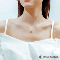 High Grade AAA Zircon Crystal In Sterling Silver Necklace With Forever Blossom Preserved Rose Jewelry Box