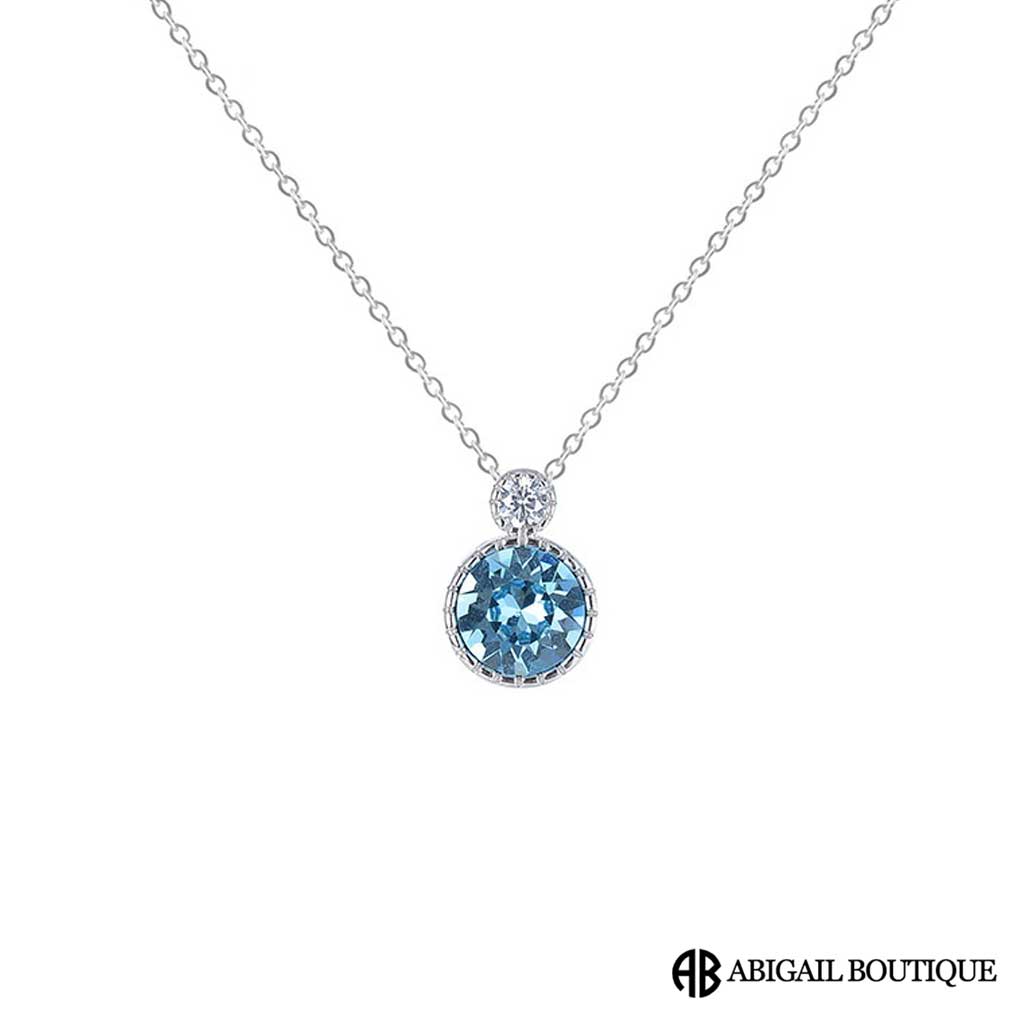 High Grade AAA Zircon Crystal In Sterling Silver Necklace With Forever Blossom Preserved Rose Jewelry Box