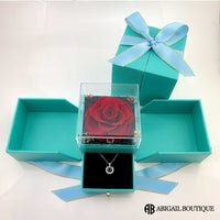 I Love You In 100 Languages Necklace Preserved XL Forever Rose Box