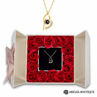16 Mini Roses Jewelry Box with Love Necklace Set